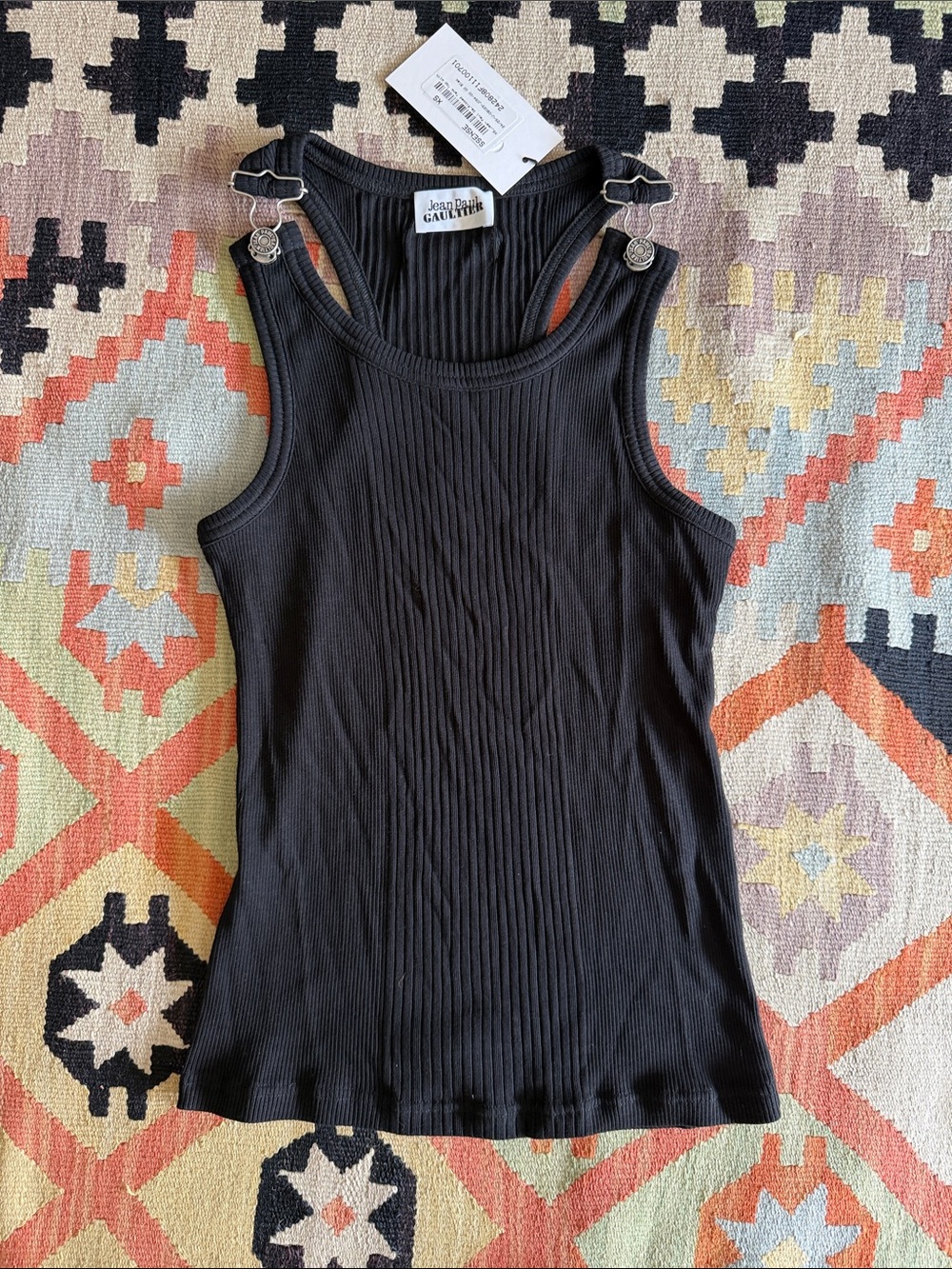 Jean Paul Gaultier Black Ribbed Overall Tank XS
